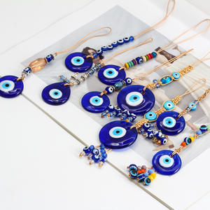 Accessories Round Handmade Car Home Decoration Hanging Blue Evil Eye Hemp Key Chain