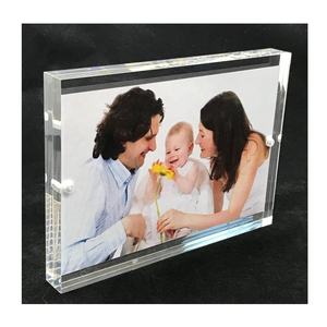 Home Crystal Clear Home Decor Block Magnetic Acrylic Photo Frame