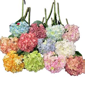 QSLH-F140 artificial flowers wedding decorative flowers and plants, silk hydrangea stems hydrangea flowers for home decor