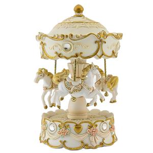 Resin mini carousel music box home decoration musical carousel gift