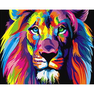 CHENISTORY 99025 Colorful Lions Animals abstract paint by numbes Modern Hand Oil Painting Unique Gift for Home decoration