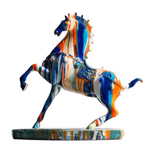 Nordic Art Ceramic Camouflage Horse Ornaments Creative Light Luxury Living Room Porch Home Decoration for Housewarming Gifts
