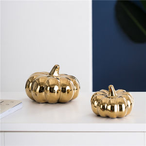 Hot selling top quality ceramic pumpkin decoration gold modern other home decor